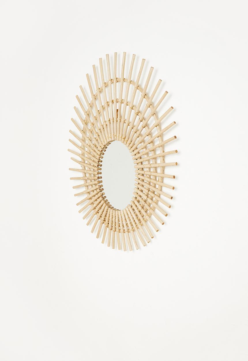 Sixth Floor - Oval web rattan mirror - natural