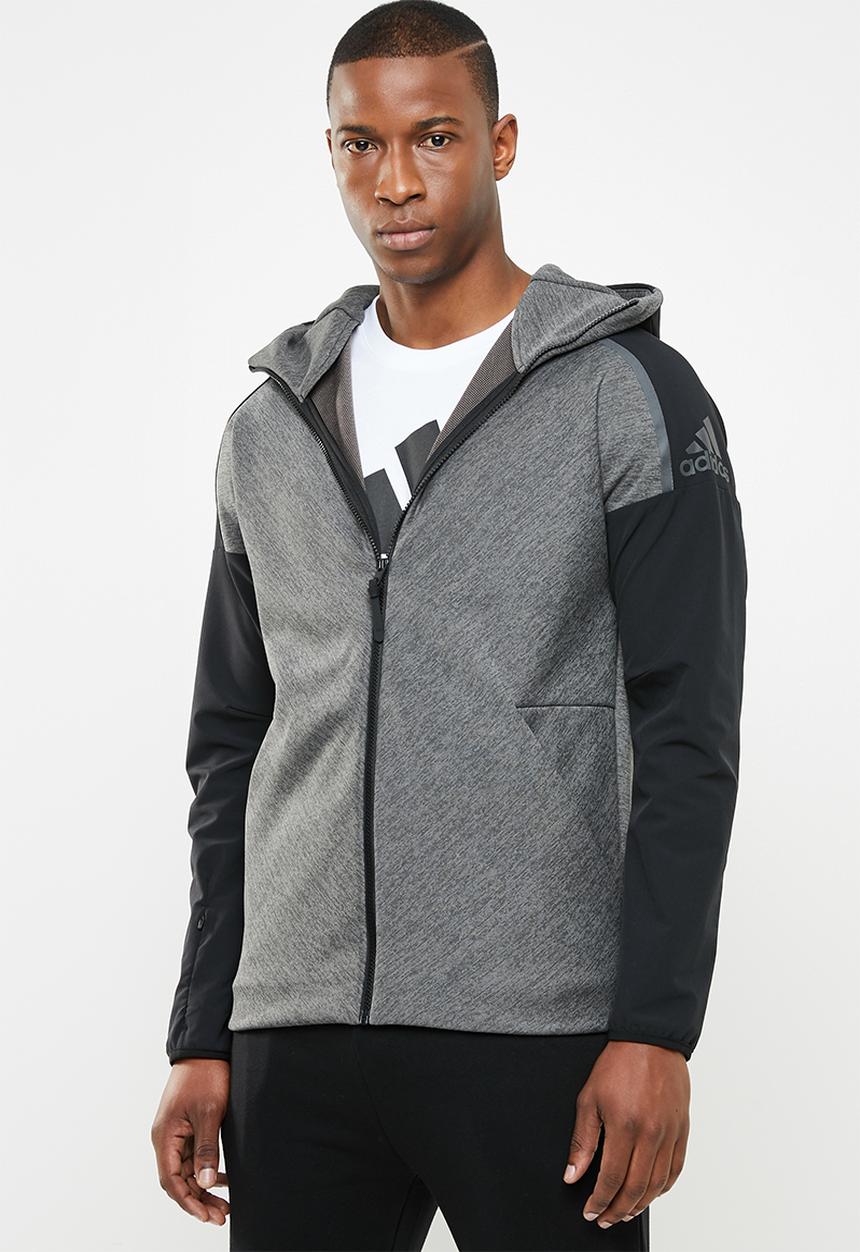 adidas Performance - ZNE hooded hybrid sweatshirt - black & grey