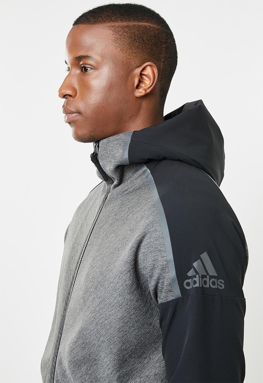 adidas Performance - ZNE hooded hybrid sweatshirt - black & grey