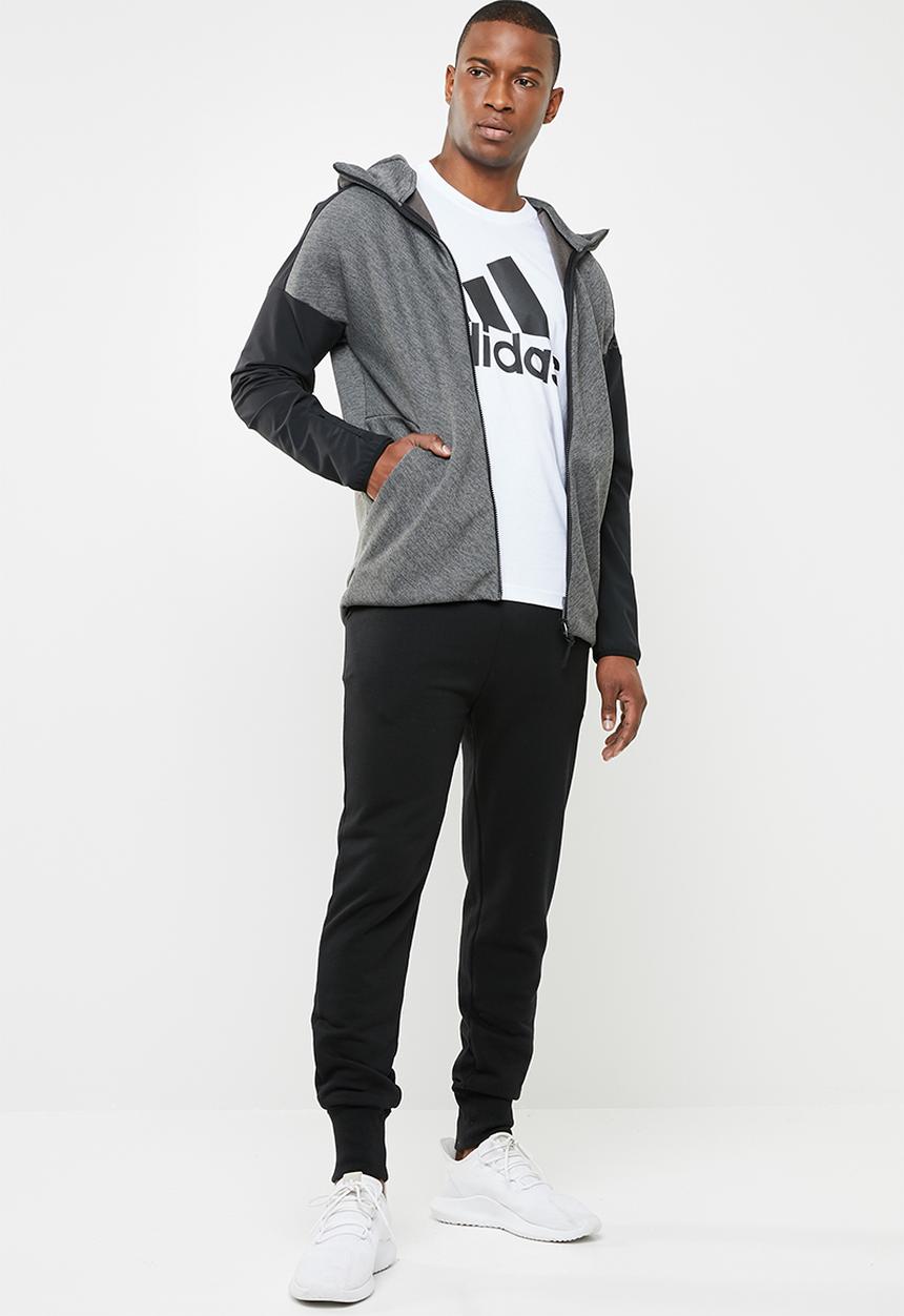 adidas Performance - ZNE hooded hybrid sweatshirt - black & grey
