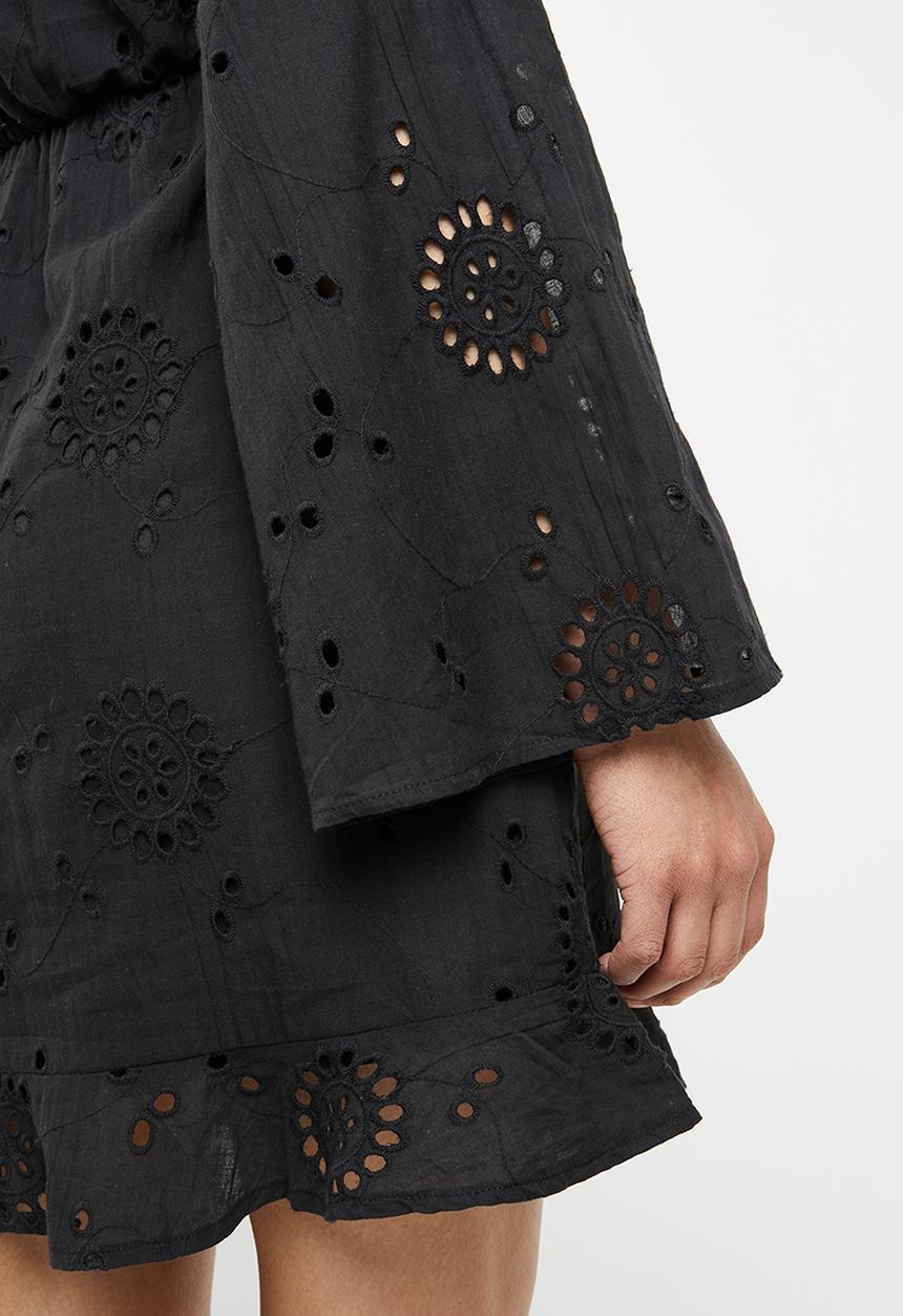 Missguided - Lace up back frill dress - black