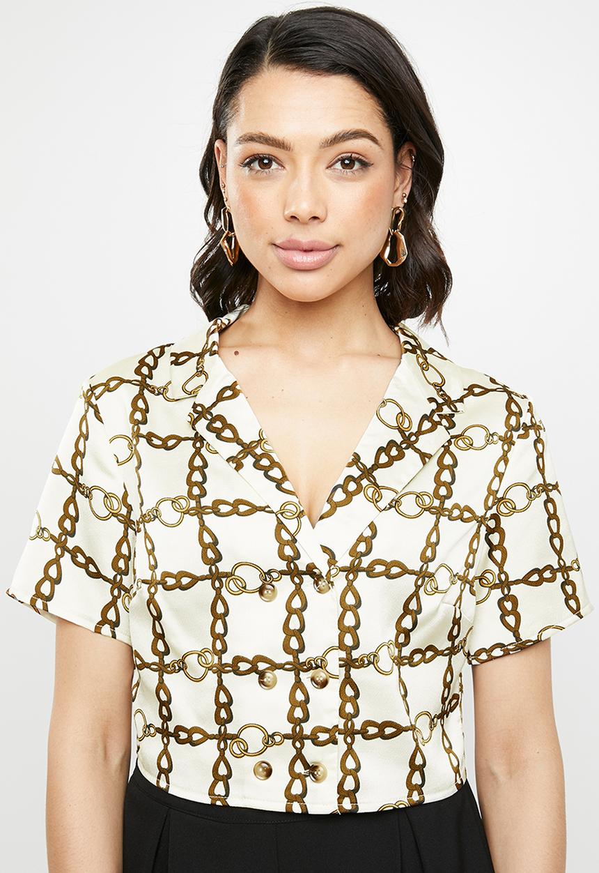 Missguided - Chain print short sleeve shirt - multi