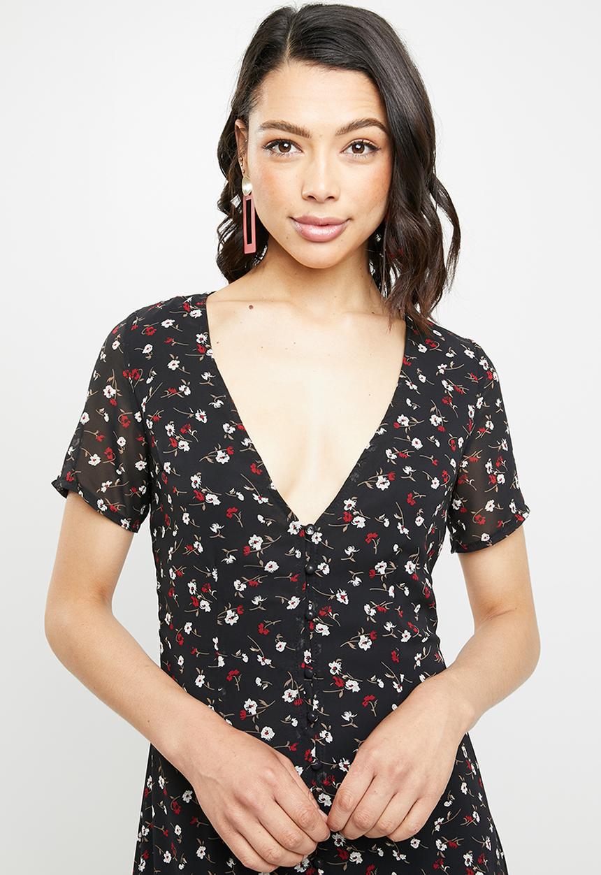 Missguided - Floral button front maxi dress - multi