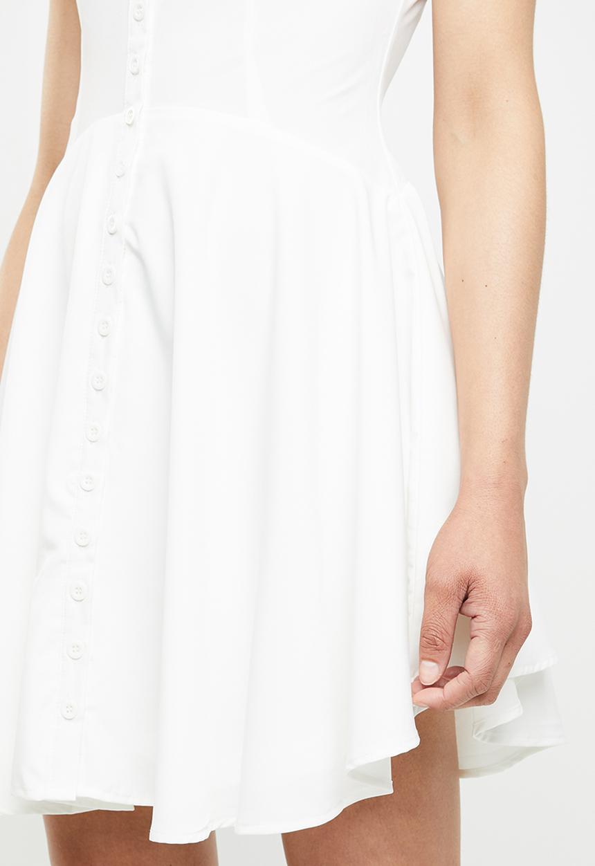 Missguided - Button down skater shirt dress - white
