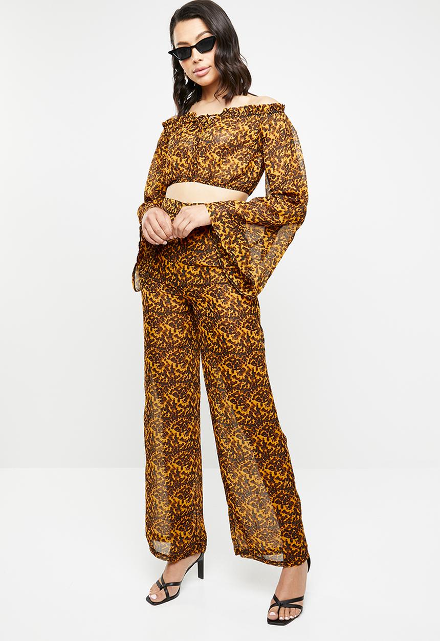 Missguided - Tortoise shell bardot crop top - yellow