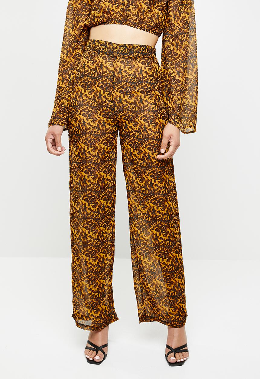 Missguided - Tortoise shell wide leg trousers - yellow