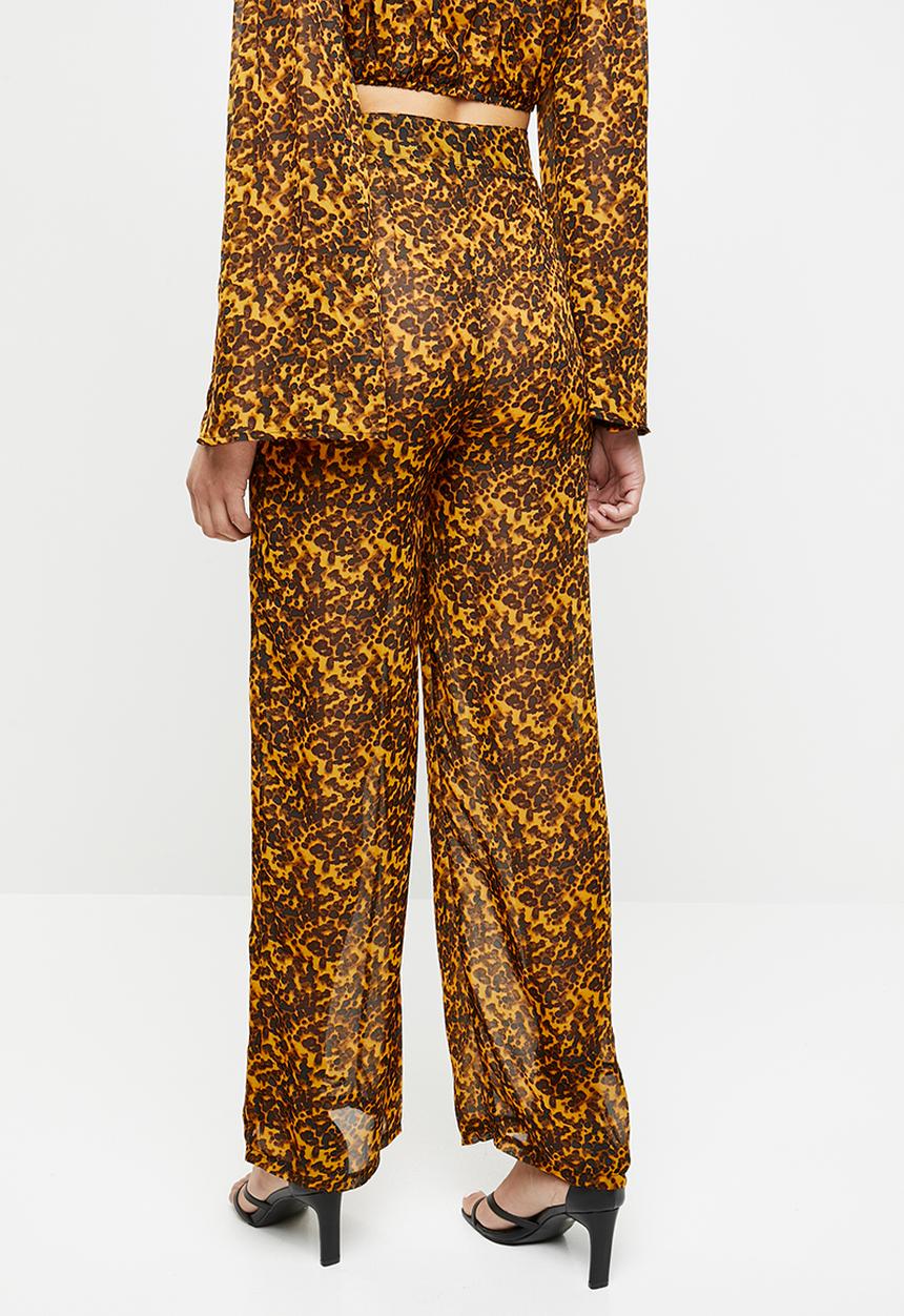 Missguided - Tortoise shell wide leg trousers - yellow