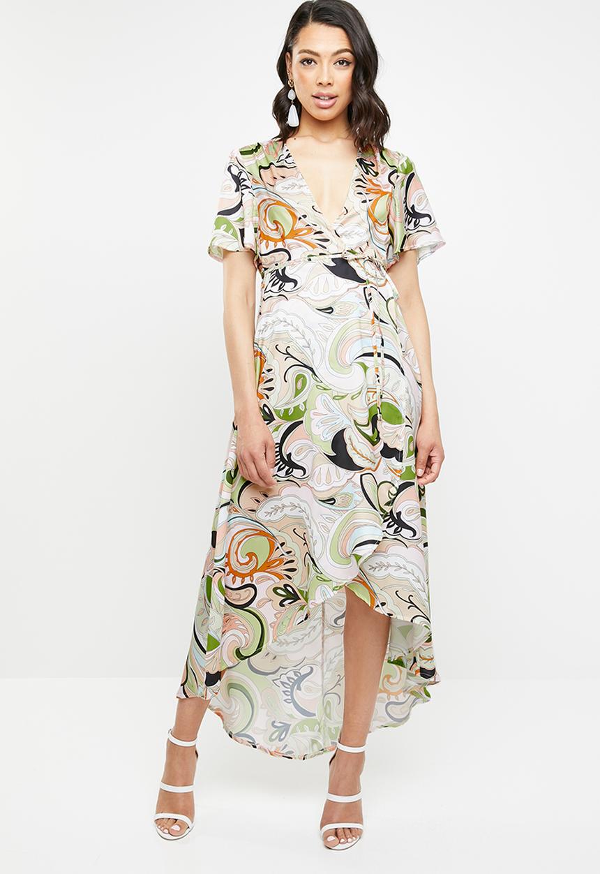 Missguided - Pastel wrap midi dress - multi