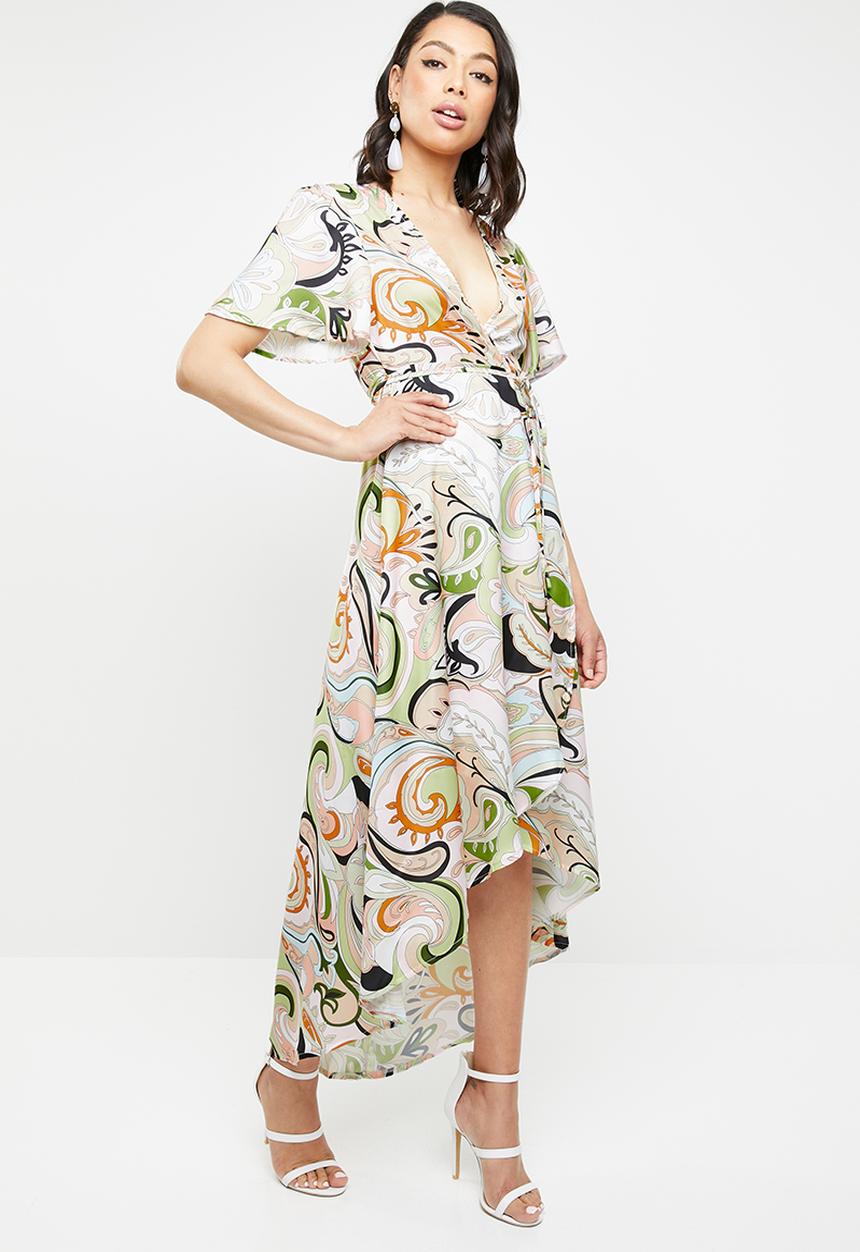 Missguided - Pastel wrap midi dress - multi