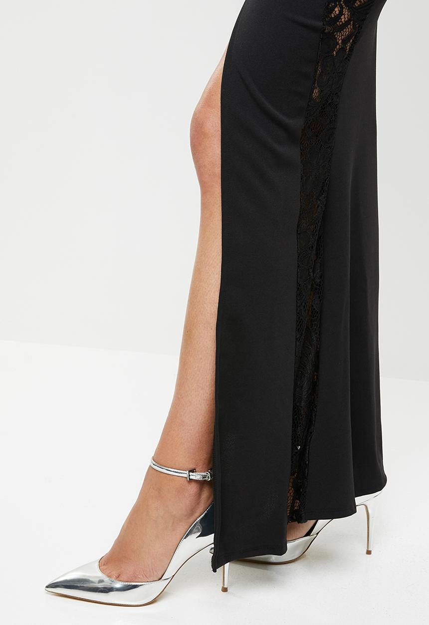 Missguided - Lace panelled fishtail maxi dress - black