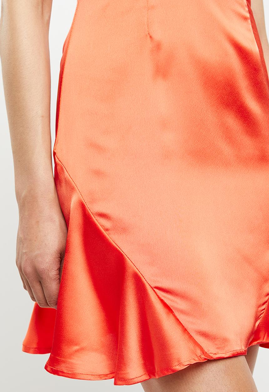 Missguided - Halter neck flippy hem dress - orange