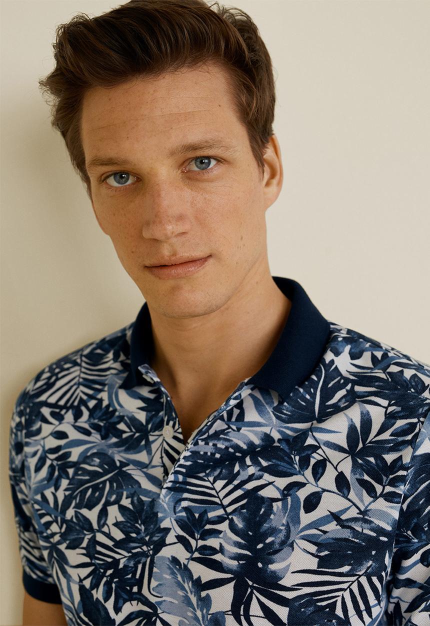 MANGO - Tropyd polo - blue & white