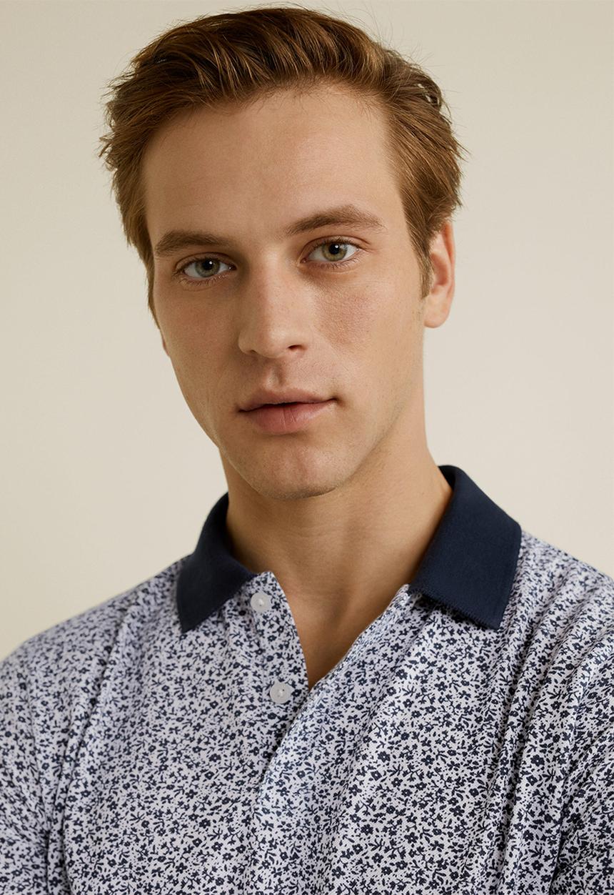 MANGO - Tropy polo - white & navy 
