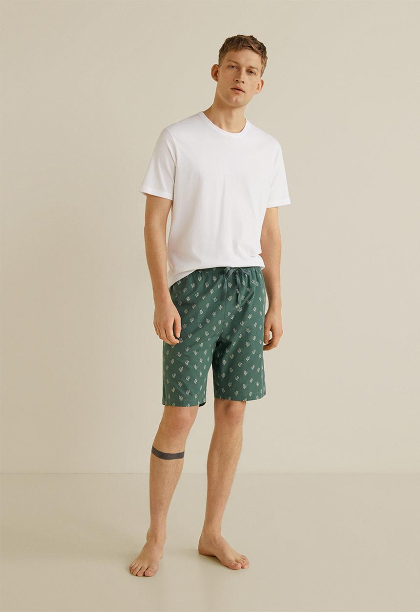 MANGO - Cotton pyjama pack - green & white