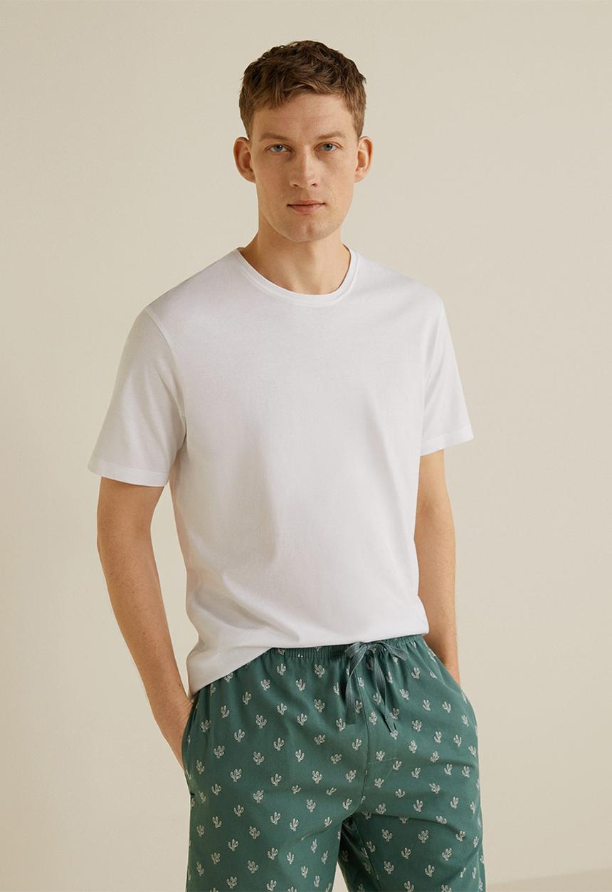 MANGO - Cotton pyjama pack - green & white
