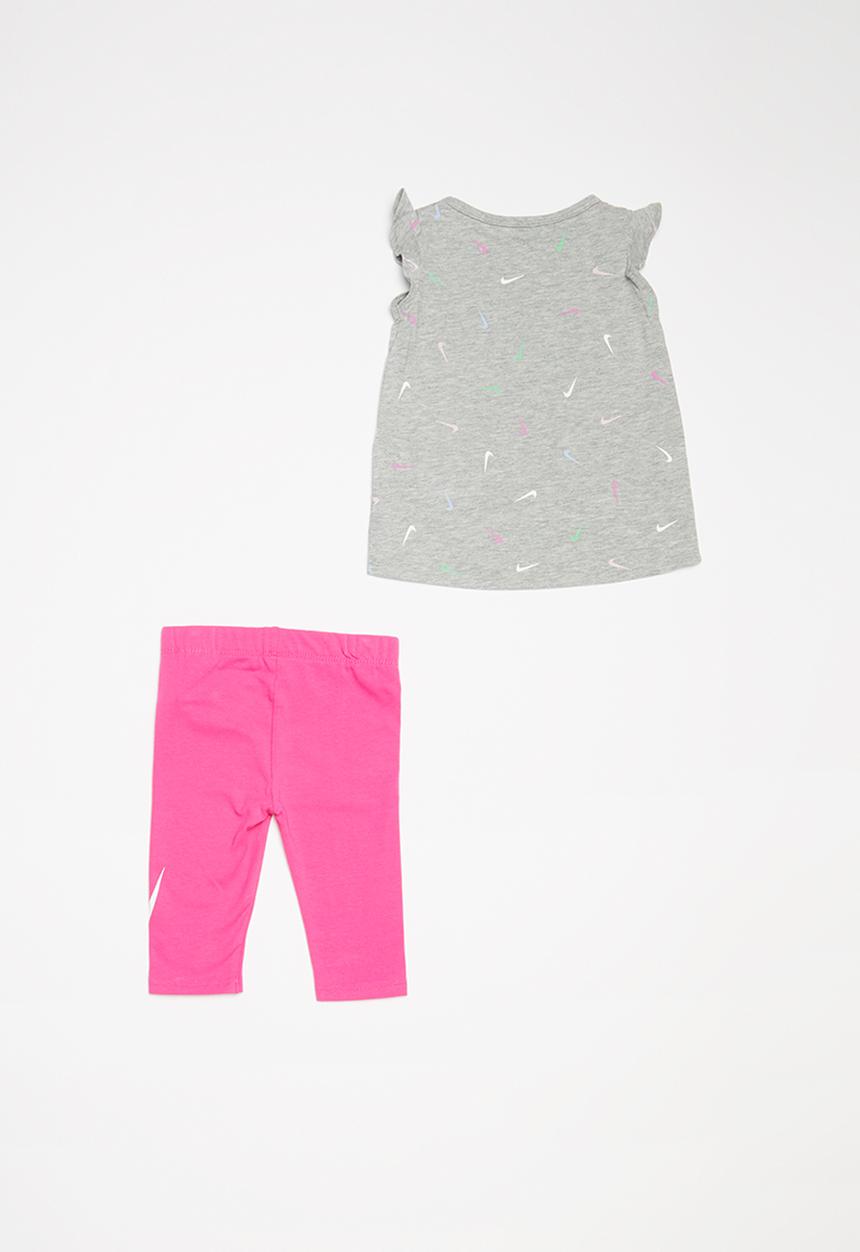 Nike - Swooshfetti tunic & capri set - grey & pink 