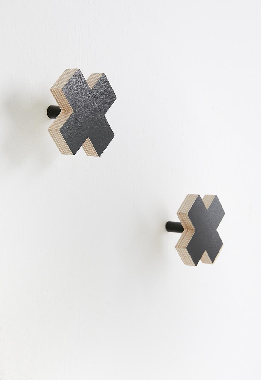 Sixth Floor - Cross hook set of 2 - black/natural