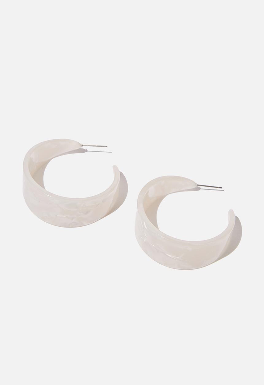 Cotton On - Freda classic earring - white 