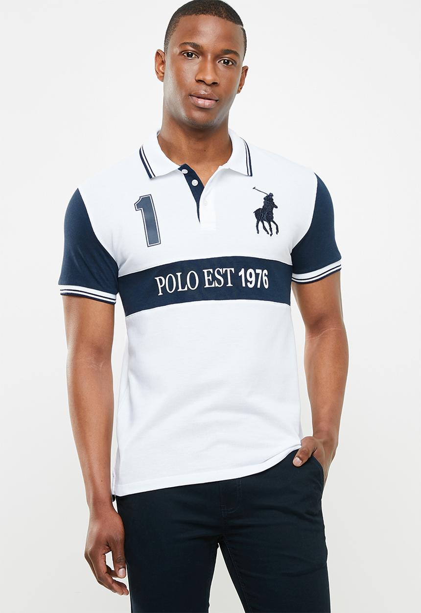 POLO - Luke custom fit upstyled ss pique golfer - navy & white