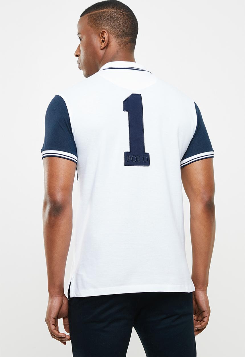 POLO - Luke custom fit upstyled ss pique golfer - navy & white