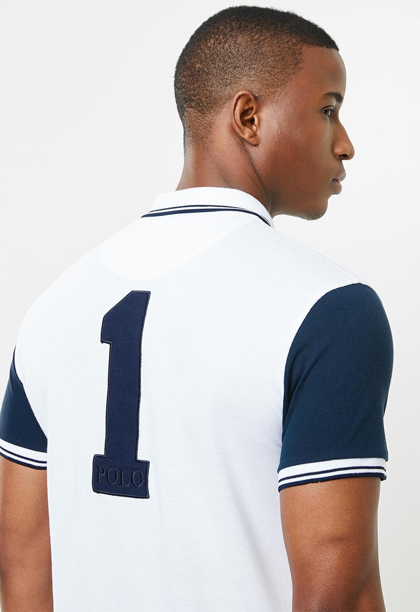 POLO - Luke custom fit upstyled ss pique golfer - navy & white
