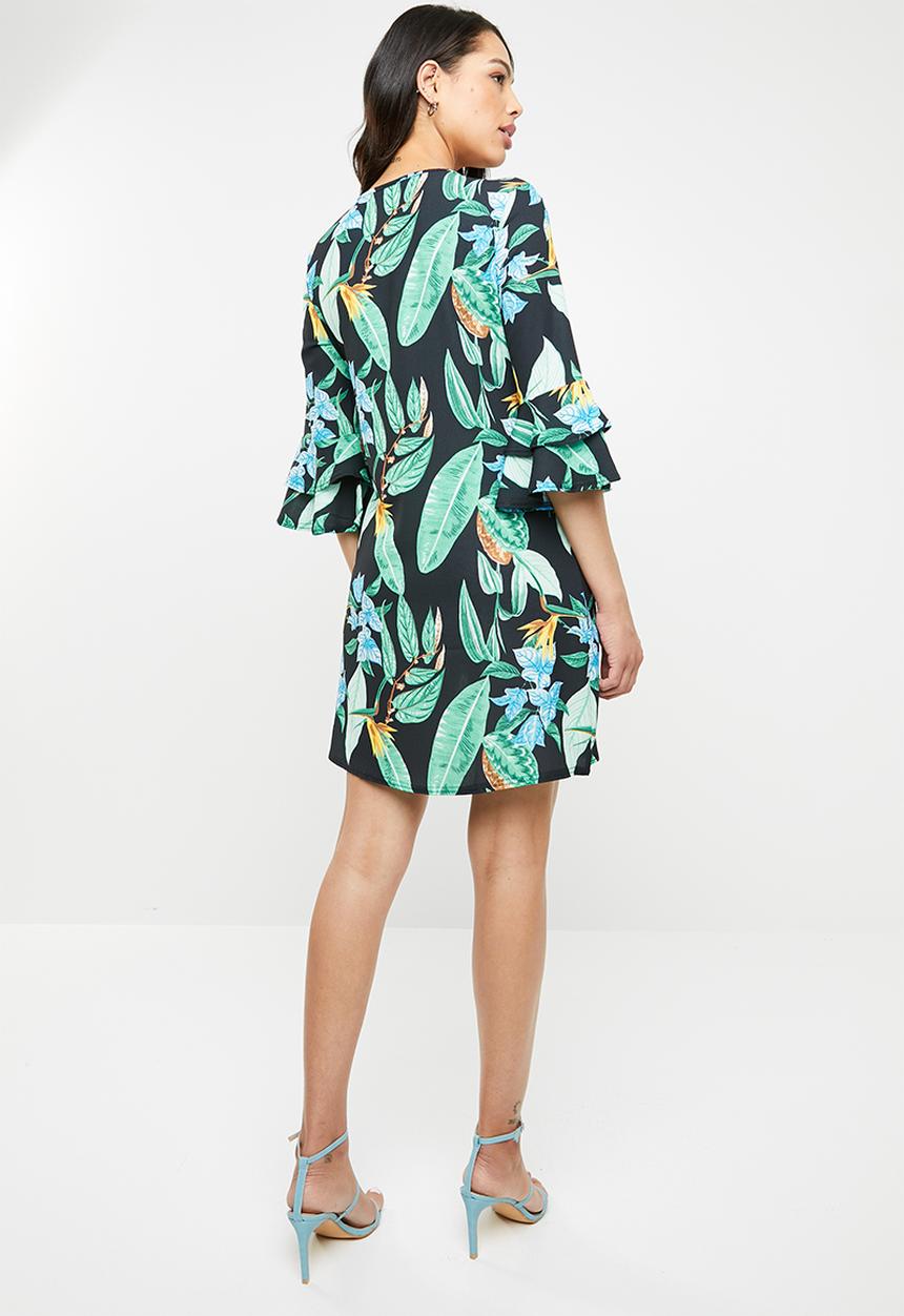 Missguided - Floral frill sleeve shift dress - multi 