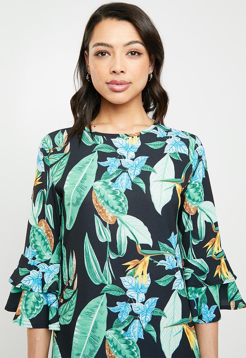 Missguided - Floral frill sleeve shift dress - multi 