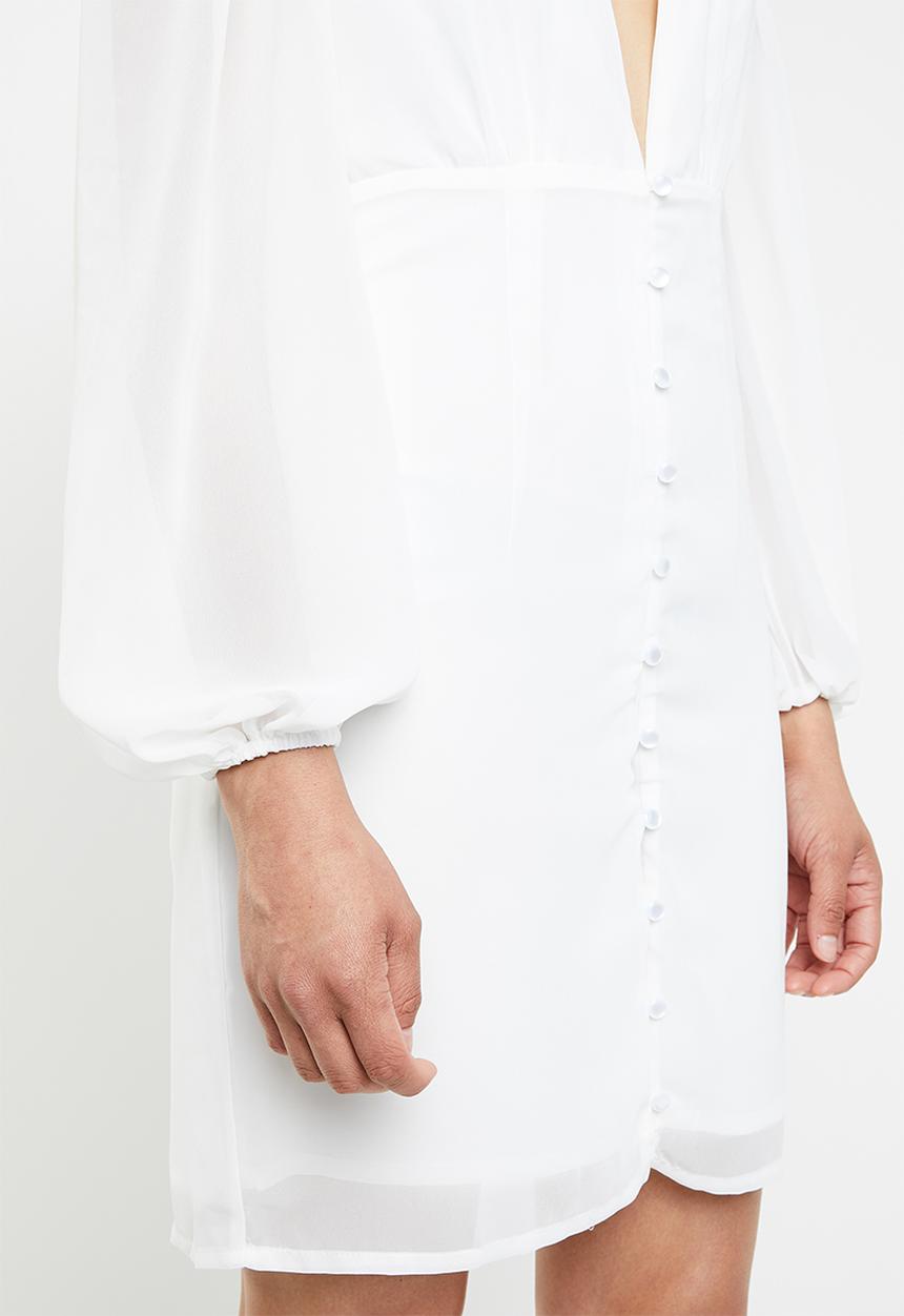 Missguided - Milkmaid button down dress - white