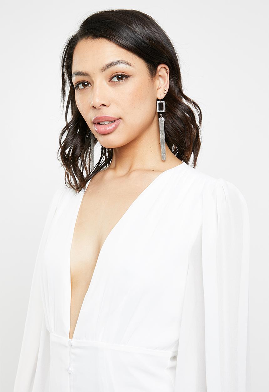 Missguided - Milkmaid button down dress - white