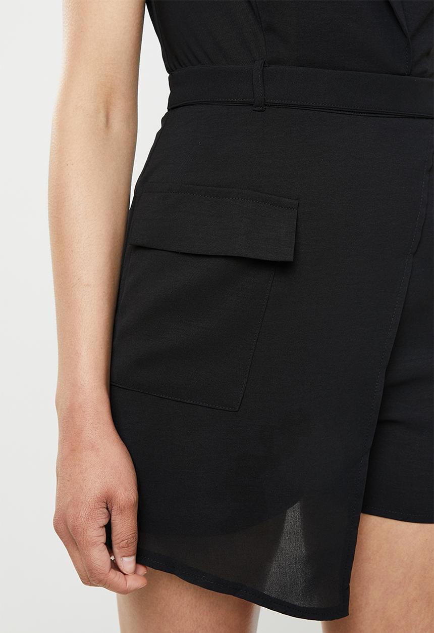 Missguided - Blazer utility skort playsuit - black