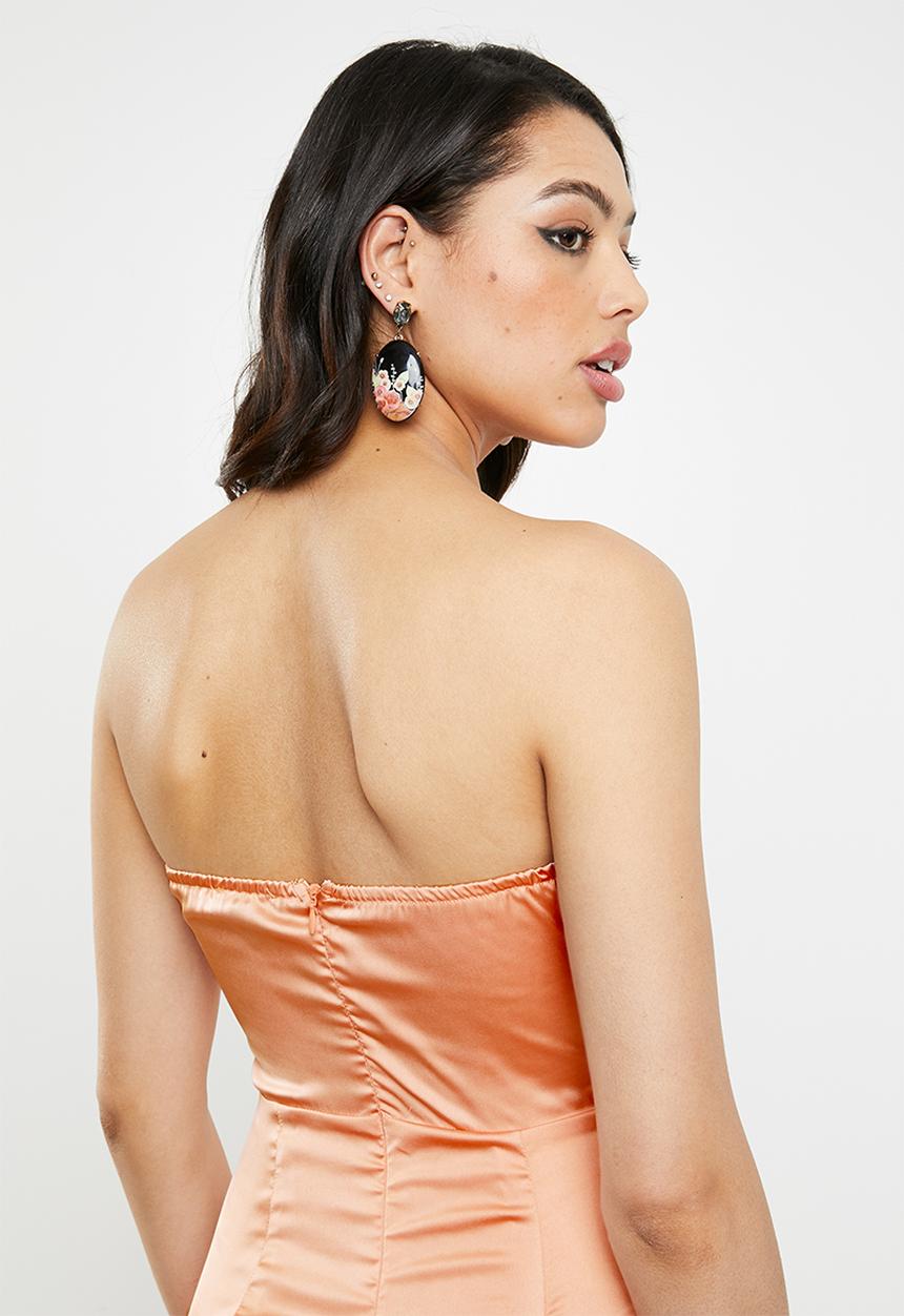 Missguided - Satin bust cup bandeau midi dress - rose gold