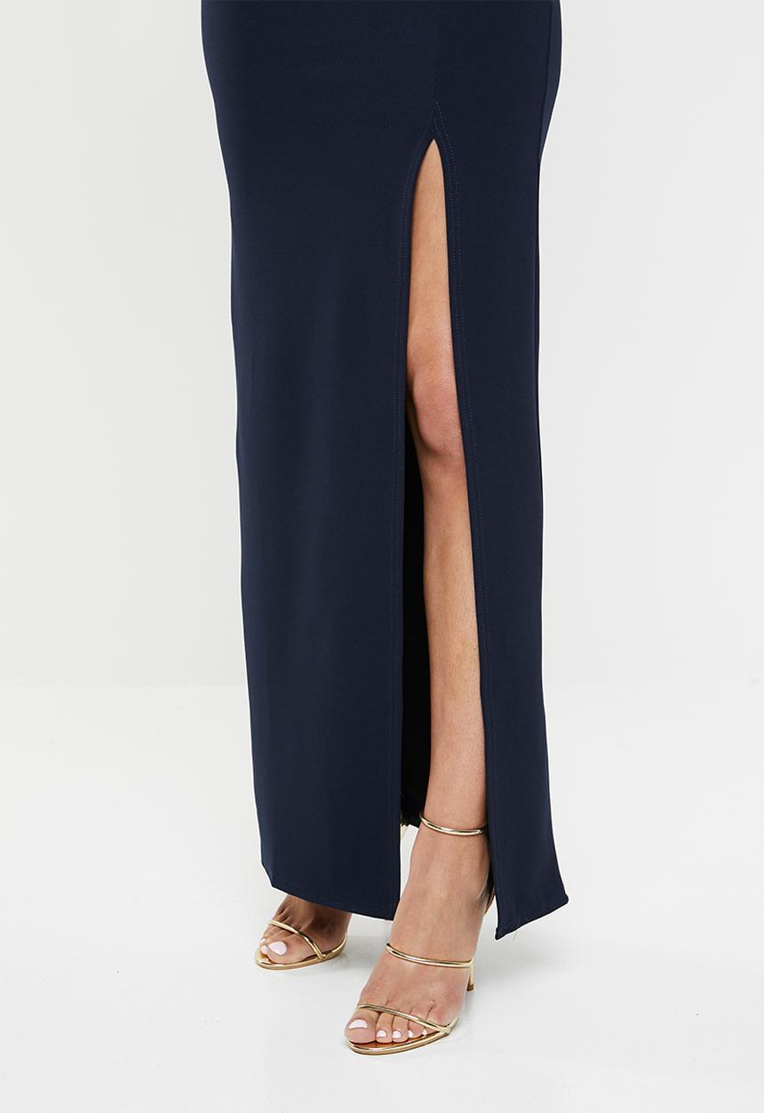 Missguided - Off shoulder twist front detail maxi - navy