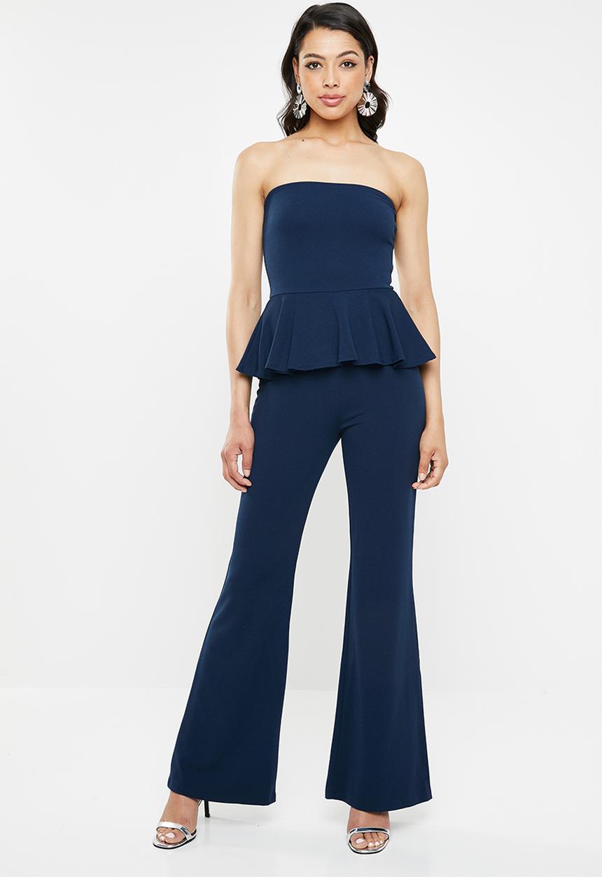 Missguided - Bandeau peplum jumpsuit - navy