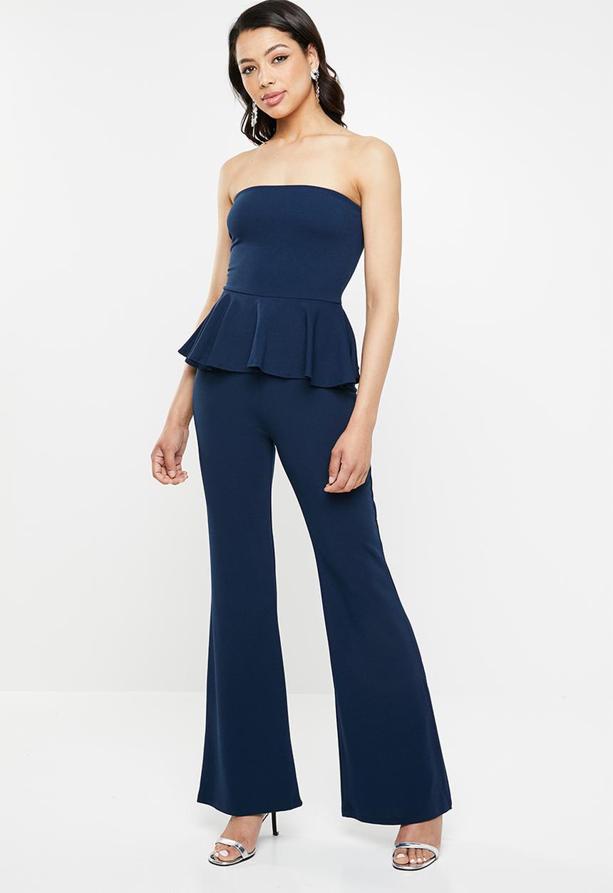 Missguided - Bandeau peplum jumpsuit - navy