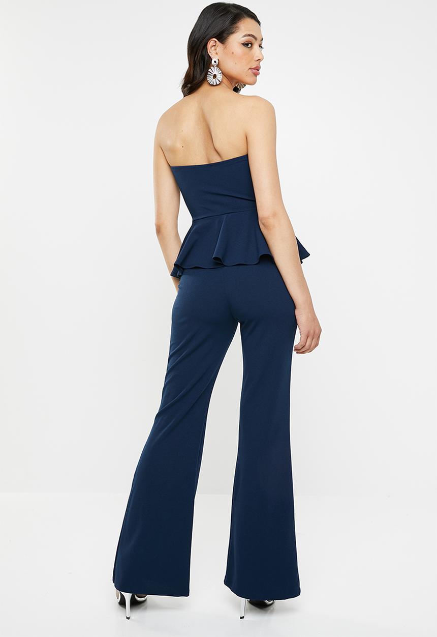 Missguided - Bandeau peplum jumpsuit - navy