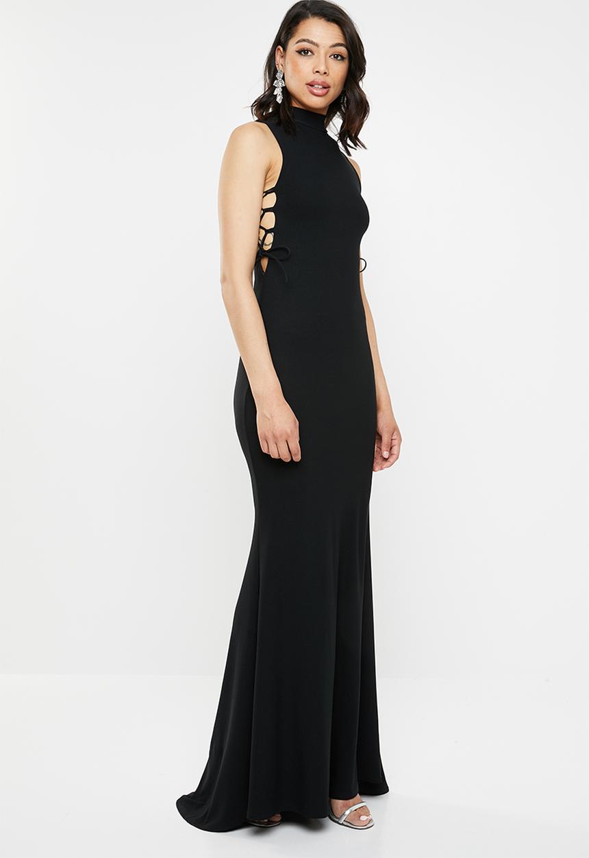 Missguided - Lace up side maxi dress - black