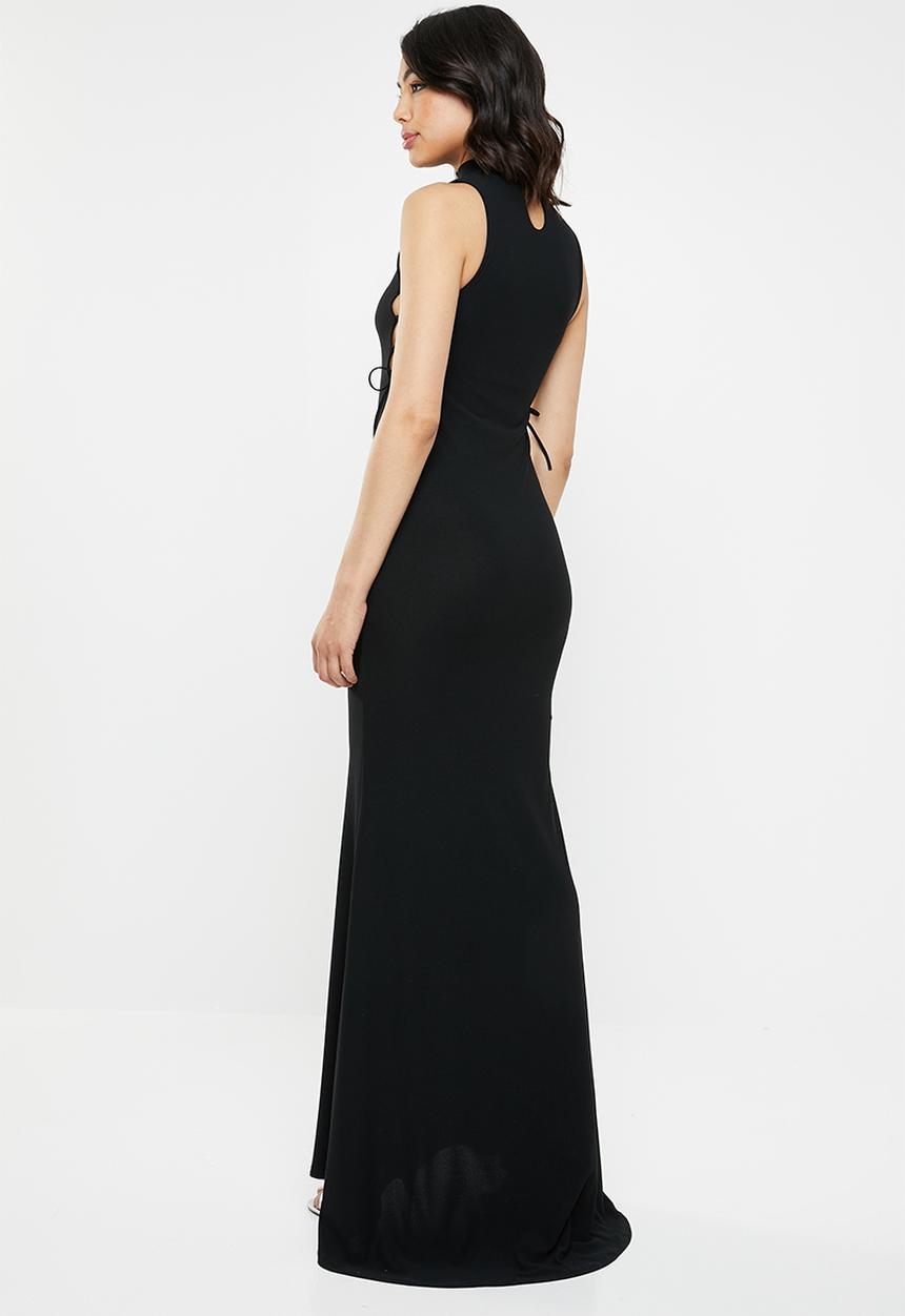 Missguided - Lace up side maxi dress - black