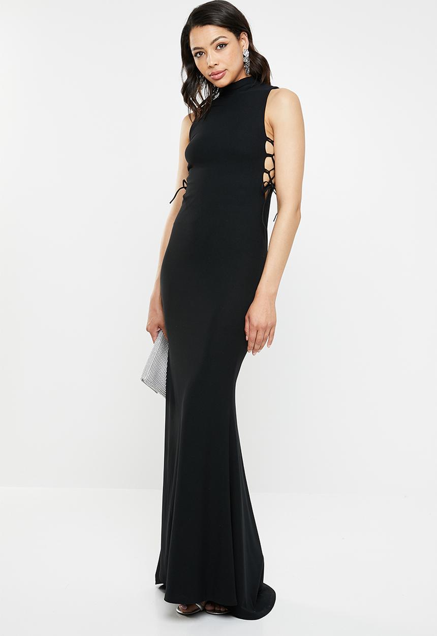 Missguided - Lace up side maxi dress - black