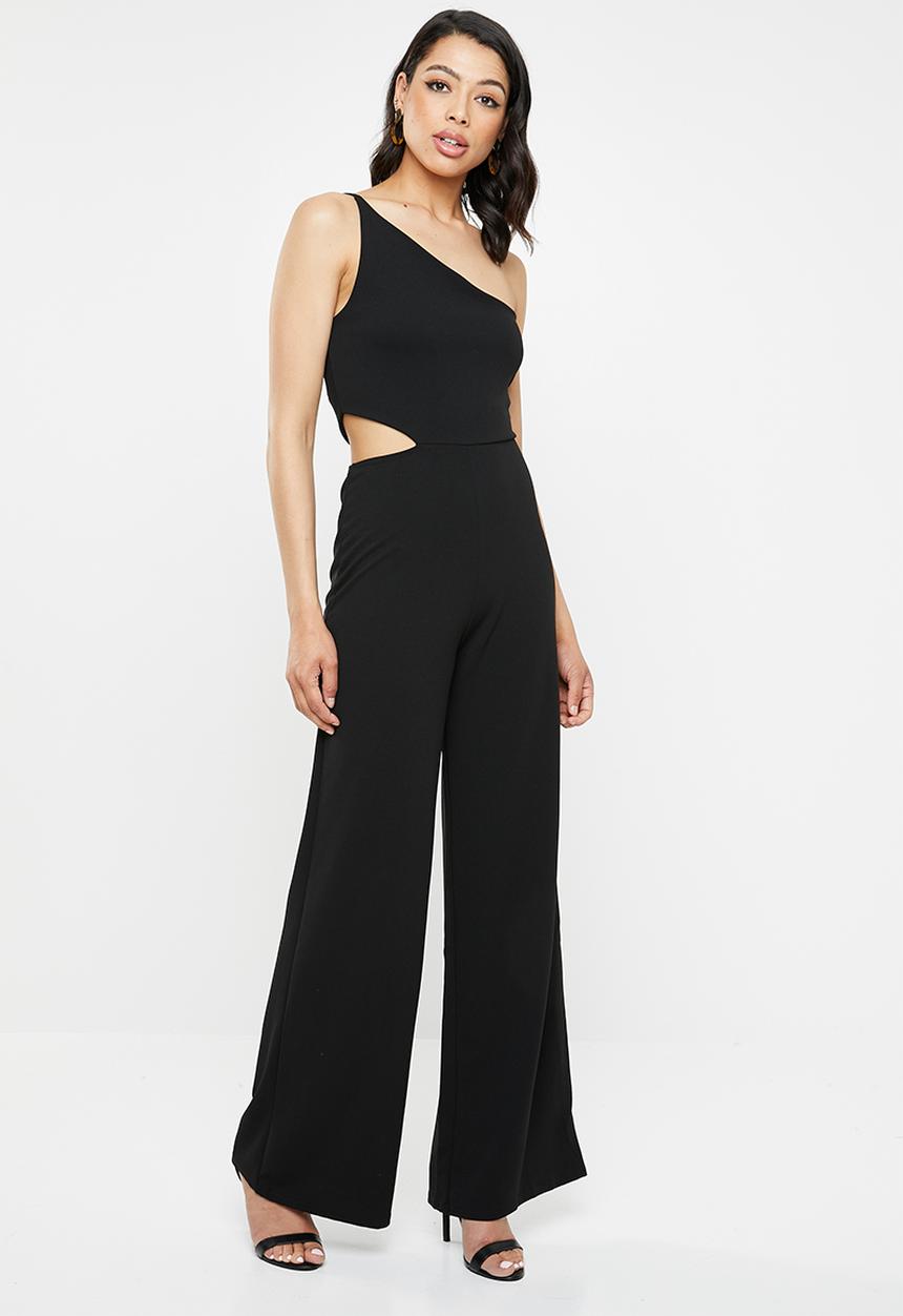 Missguided - One shoulder asymmetric jumpsuit - black