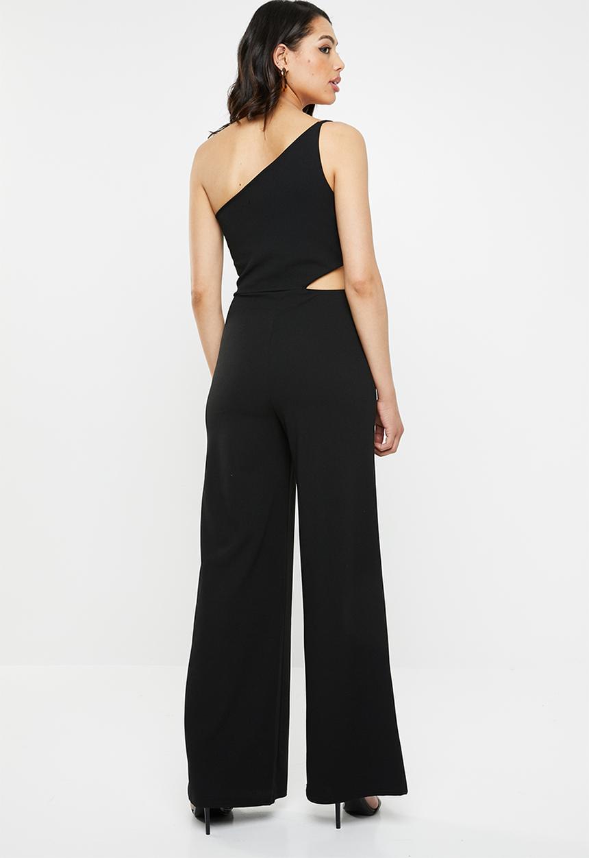 Missguided - One shoulder asymmetric jumpsuit - black