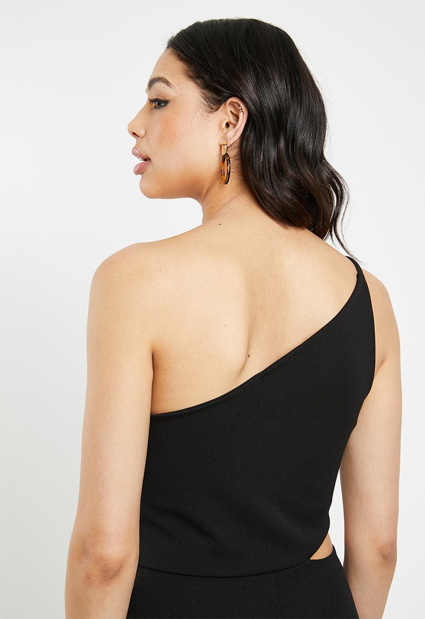 Missguided - One shoulder asymmetric jumpsuit - black