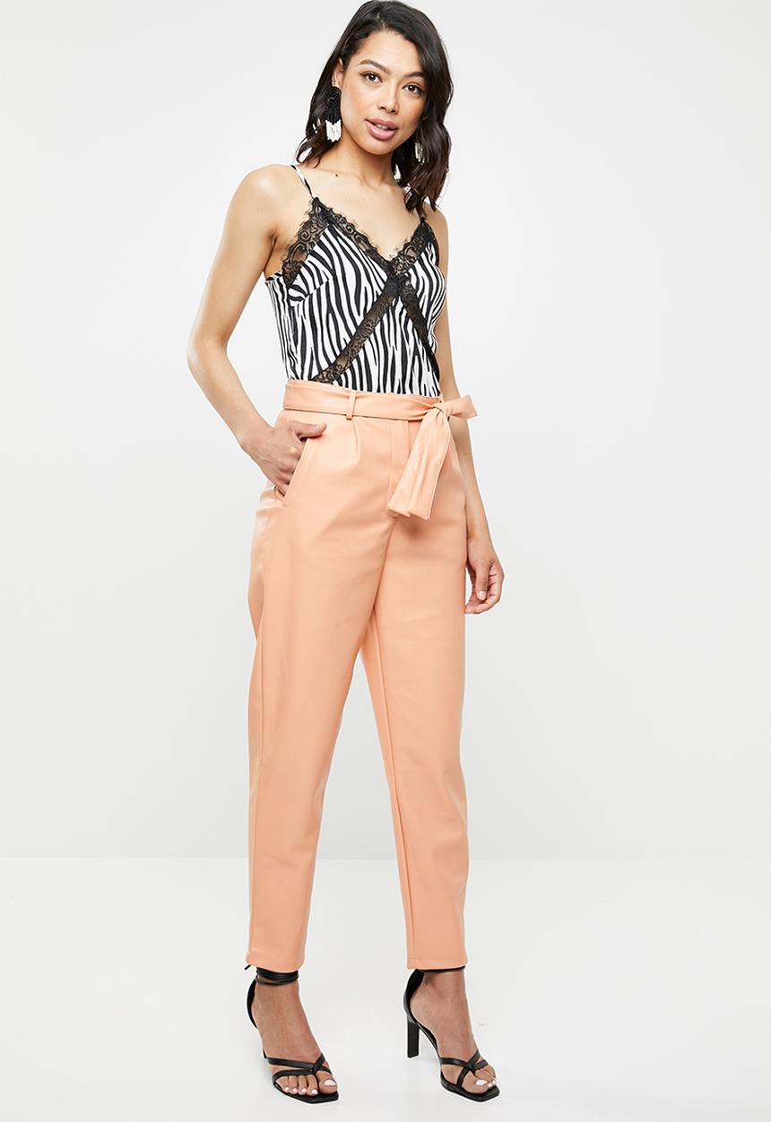 Missguided - Zebra print lace insert cami - black & white 