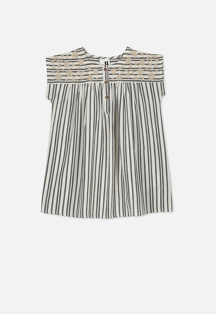 Cotton On - Penny short sleeve dress - grey & cream 