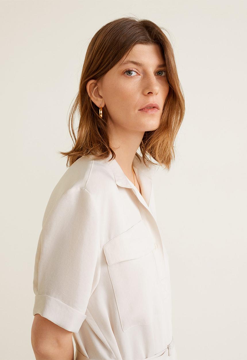 MANGO - Midi shirt dress with pocket detail - neutral 