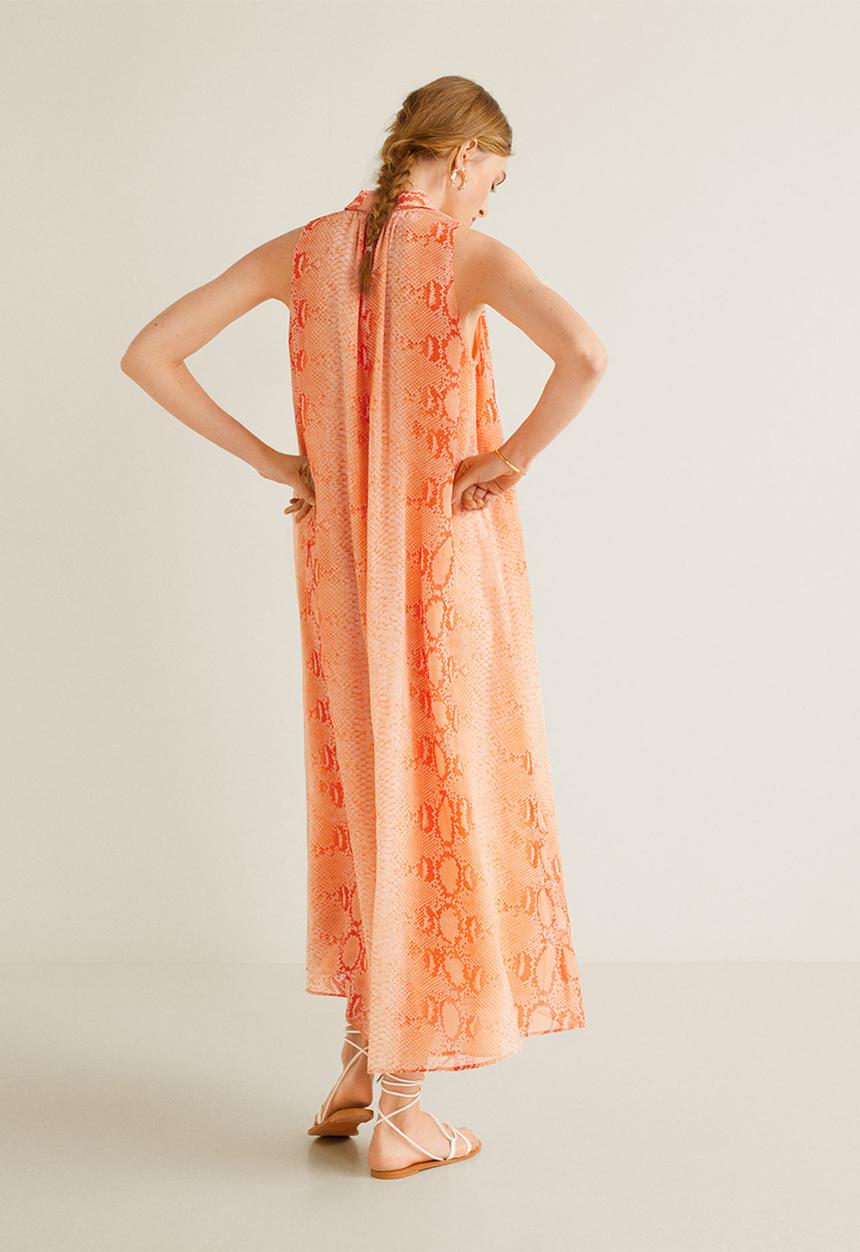 MANGO - Snake print long dress - orange