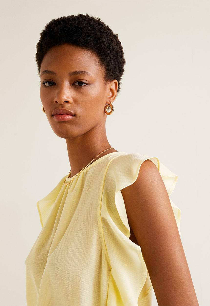 MANGO - Ruffle top - yellow
