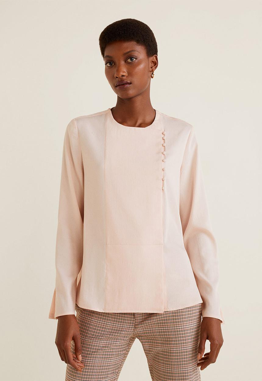 MANGO - Blouse with button detail - pink