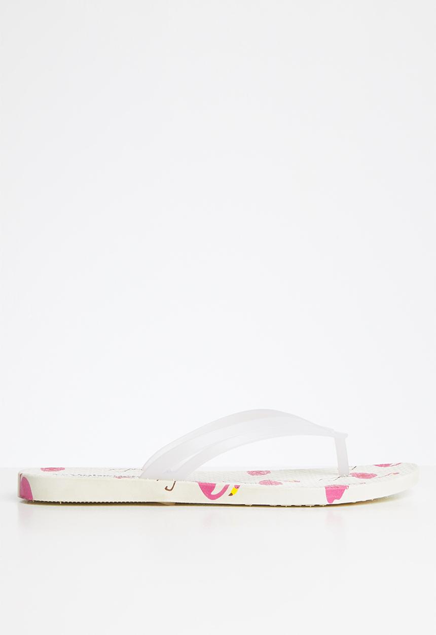Viabeach - Rubber flamingo printed flip flops - white