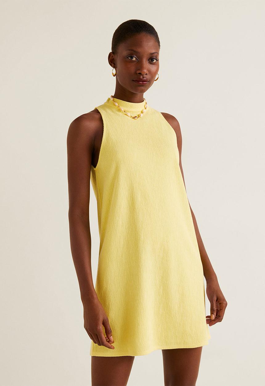 MANGO - High neck shift dress - yellow