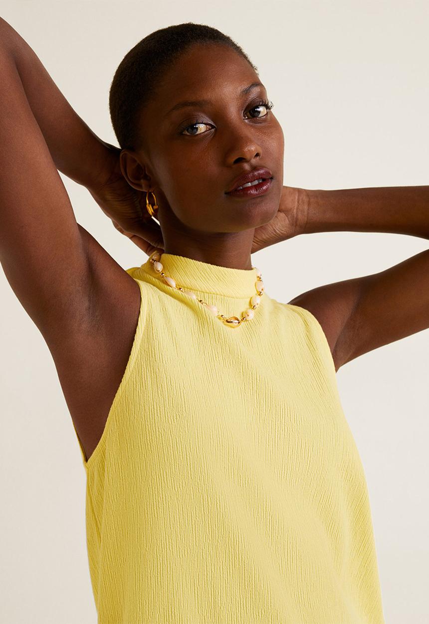 MANGO - High neck shift dress - yellow
